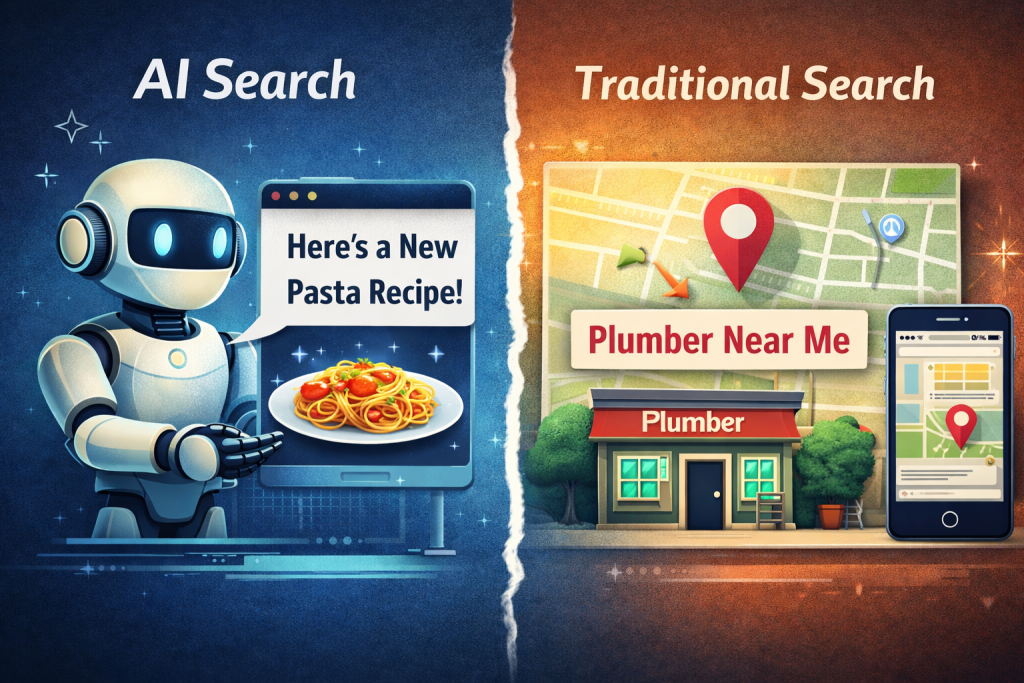 AI for Recipe vs Traditional Search for Plumber Near Me