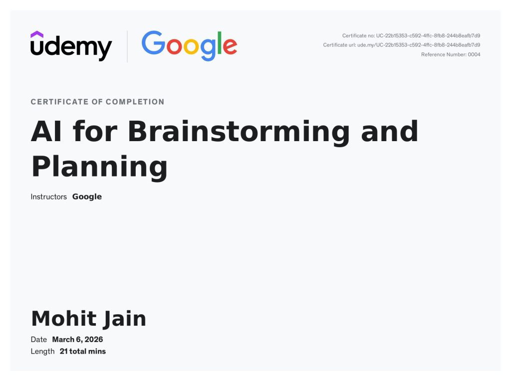 Google AI Certification for Brainstrorming