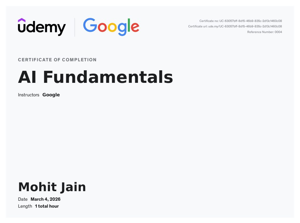 Google Certification for AI Fundamentals