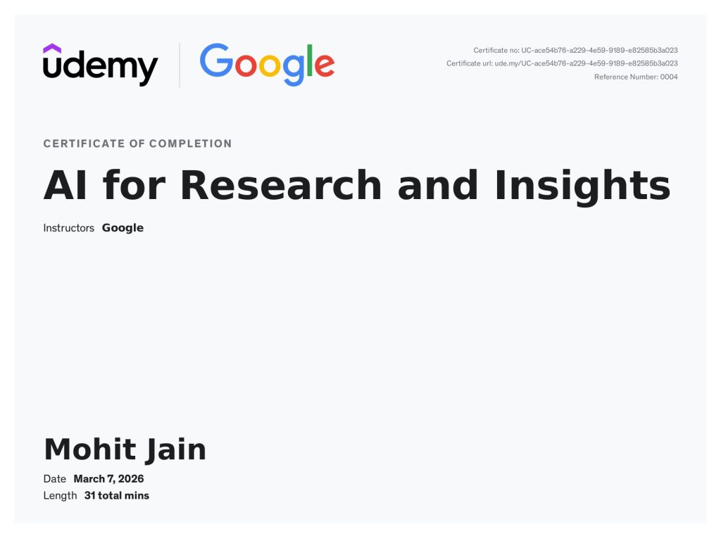 Google AI Certification for Research and Insights