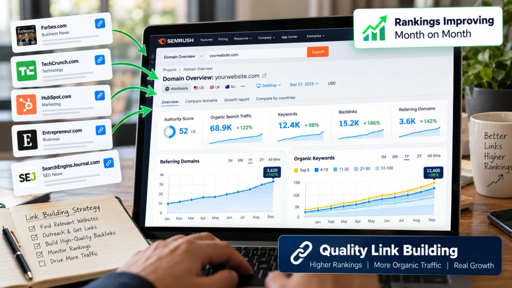 Results from a Quality Link Building - Improved Rankings and Improved Organic Traffic